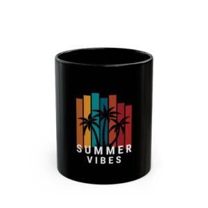 Summer Vibes Palm Trees Mug — Retro Sunset Coffee Cup