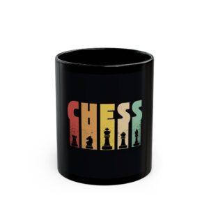 Chess Retro Black Mug — Vintage Chess Pieces Coffee Cup (11oz & 15oz)