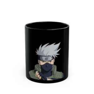 Kakashi Anime Black Coffee Mug (11oz & 15oz) – Ninja Headband Design