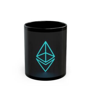 Ethereum Neon Logo Black Mug — Crypto Coffee Cup (11oz/15oz)