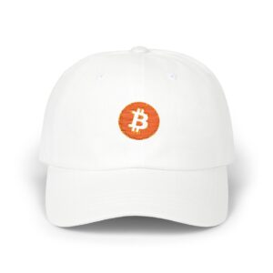 Bitcoin Embroidered Dad Cap — Classic White Crypto Baseball Hat